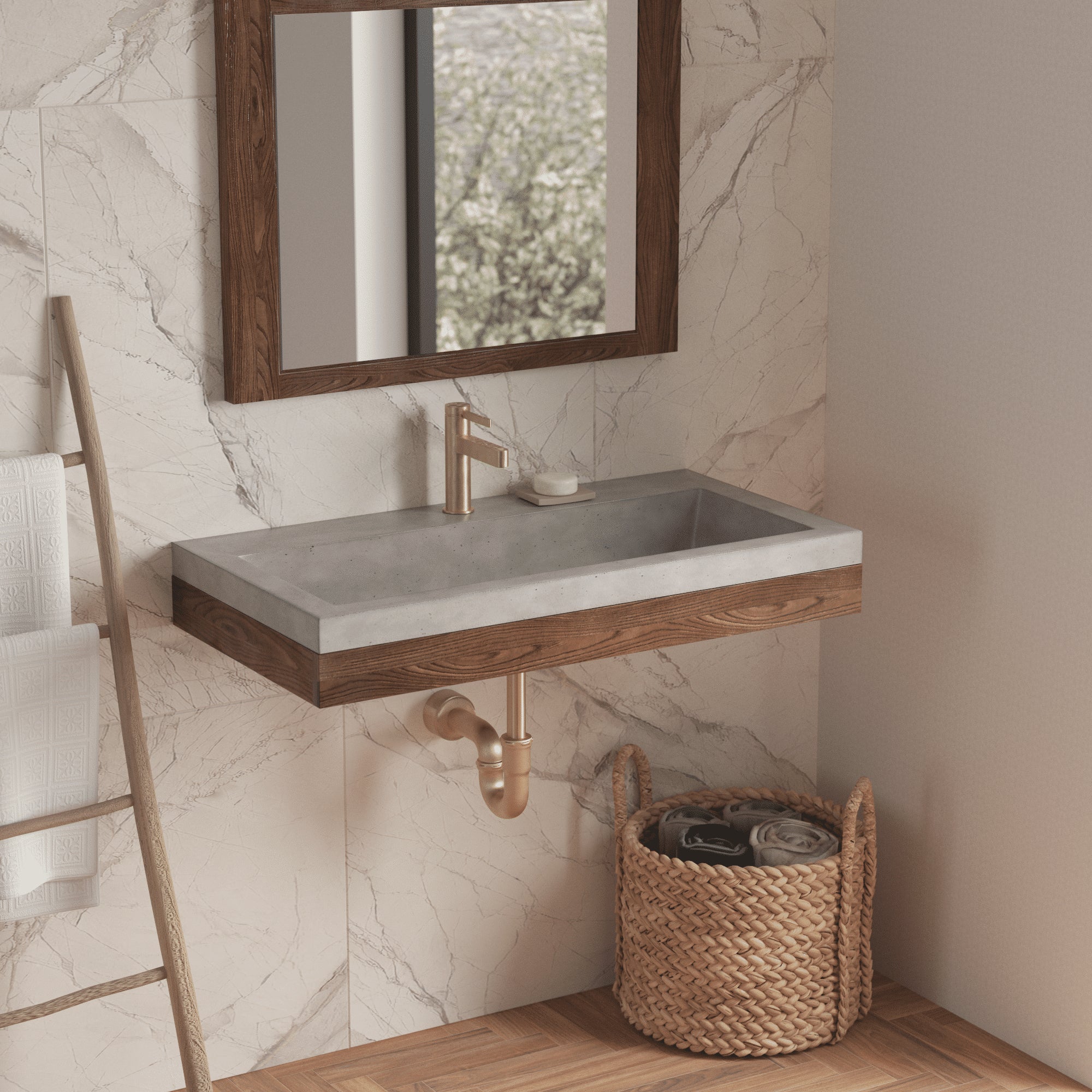 Native Trails Winemaker Napa 36" Wall-Mount Reclaimed Wood Vanity Base in Cask Oak, VNP361 Product Image