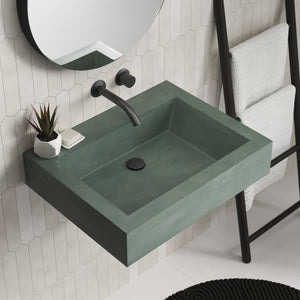 Native Trails Natoma 24" x 19" Rectangle Wall Mount NativeStone Concrete ADA Bathroom Sink, Forest, NSL2405-FX