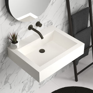 Native Trails Natoma 24" x 19" Rectangle Wall Mount NativeStone Concrete ADA Bathroom Sink, Pearl, NSL2405-PX