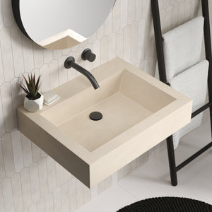 Native Trails Natoma 24" x 19" Rectangle Wall Mount NativeStone Concrete ADA Bathroom Sink, Sand, NSL2405-DX
