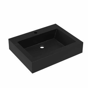 Native Trails Natoma 24" x 19" Rectangle Wall Mount NativeStone Concrete ADA Bathroom Sink, Charcoal, NSL2405-C