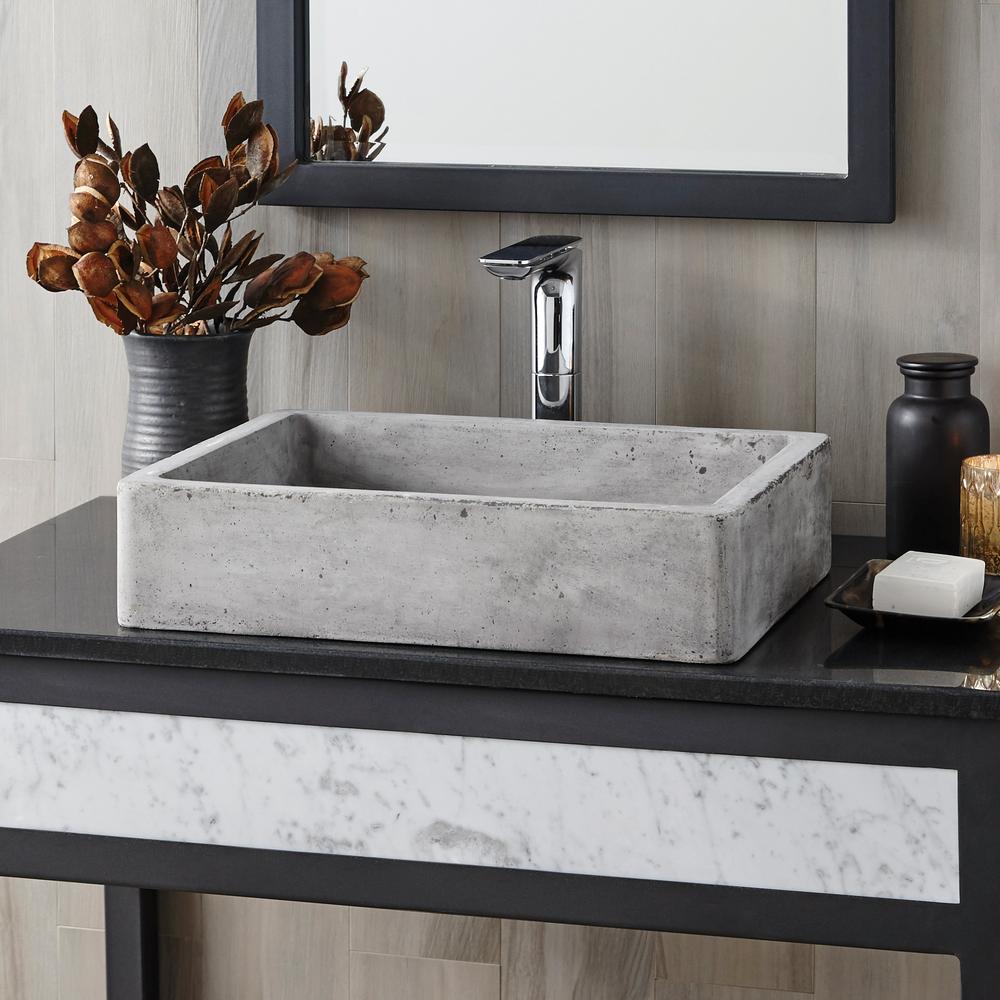 Native Trails Nipomo 20" Rectangle NativeStone Concrete Farmhouse Bathroom Sink, Ash, NSL1915-A