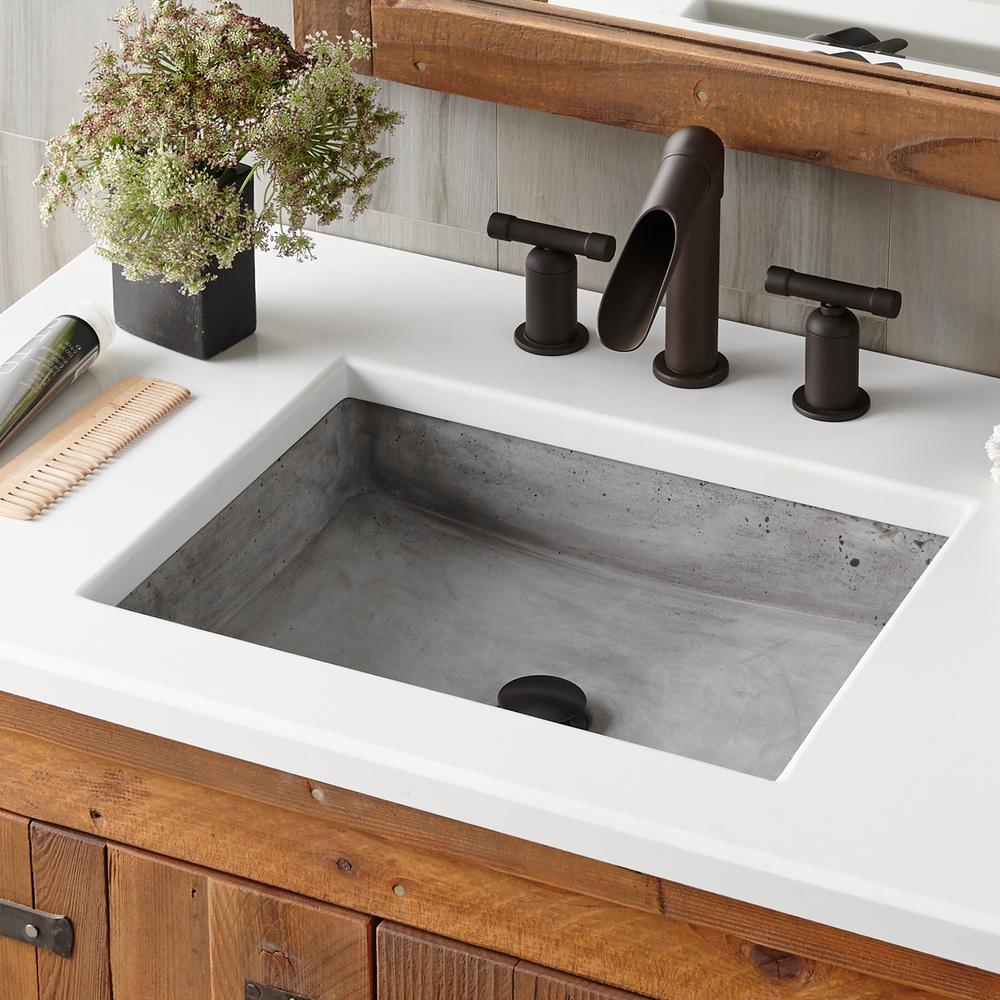 Native Trails Nipomo 20" Rectangle NativeStone Concrete Farmhouse Bathroom Sink, Ash, NSL1915-A