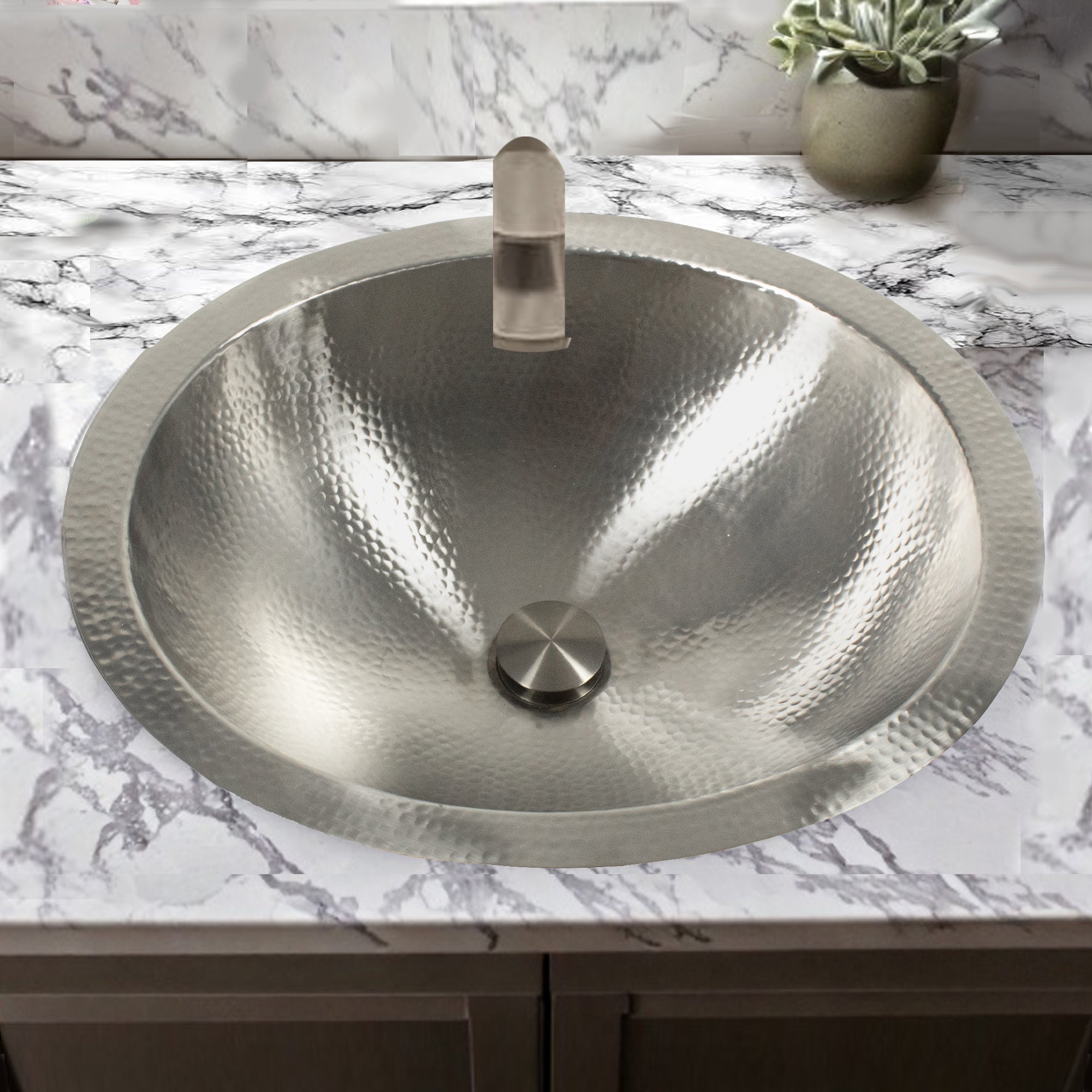 Nantucket sinks brightwork 20 oval dual mount stainless steel bathroom sink lifestyle image