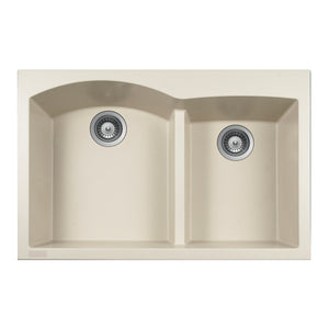 Alternate Image for Houzer 33" Quartztone 33 Linen Cloud Drop-in Topmount 60/40 Double Bowl Granite Kitchen Sink - Granite Composite, P-175 LINEN