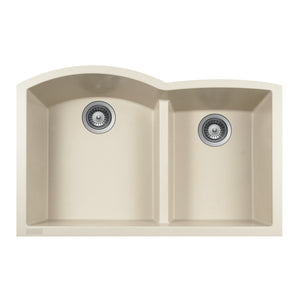 Alternate Image for Houzer Quartztone 33 inch Linen Undermount 60/40 Double Bowl Granite Kitchen Sink - Granite Composite, P-175U LINEN