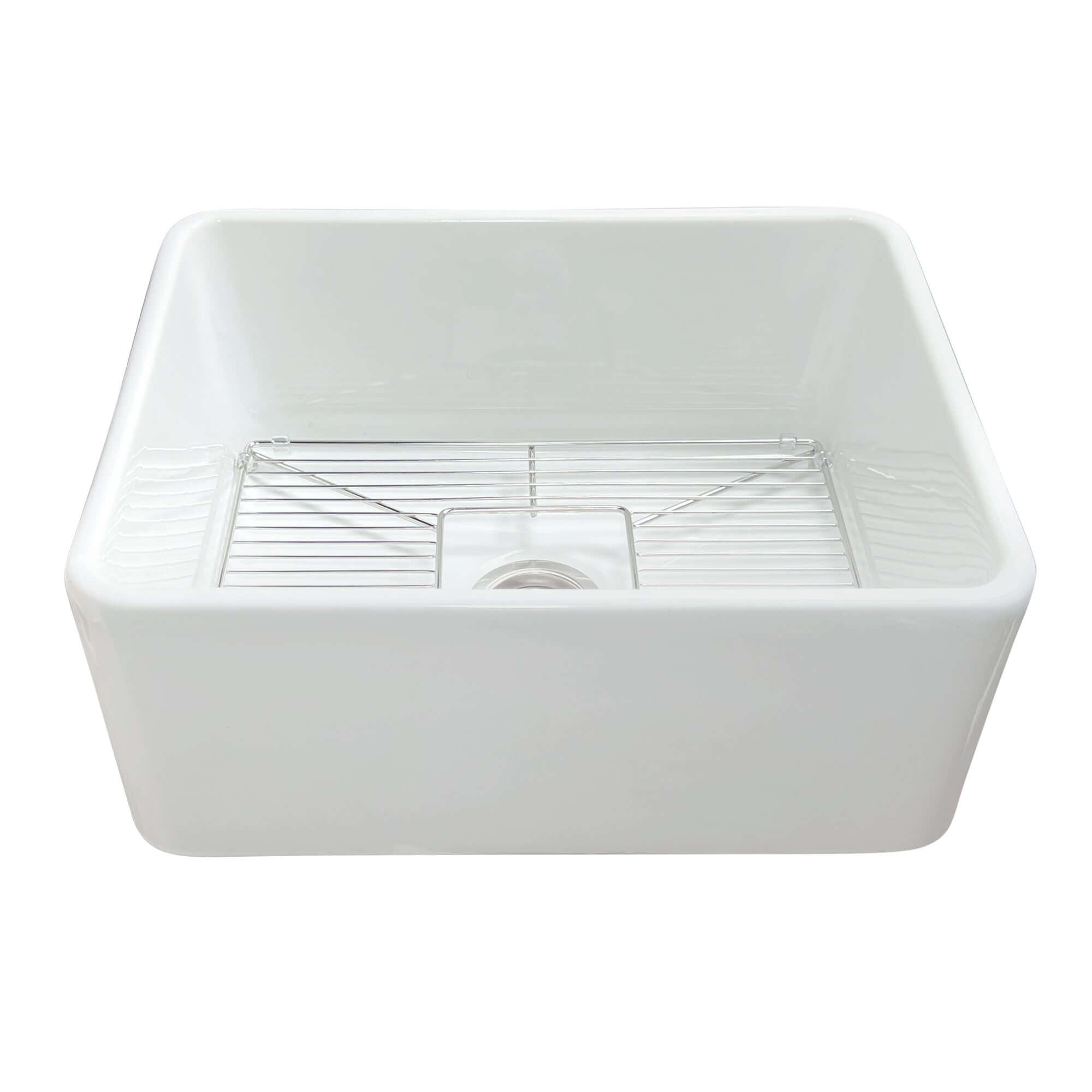 Nantucket Sinks Cape 23" Fireclay Farmhouse Sink with Accessories, White, P-FCS23