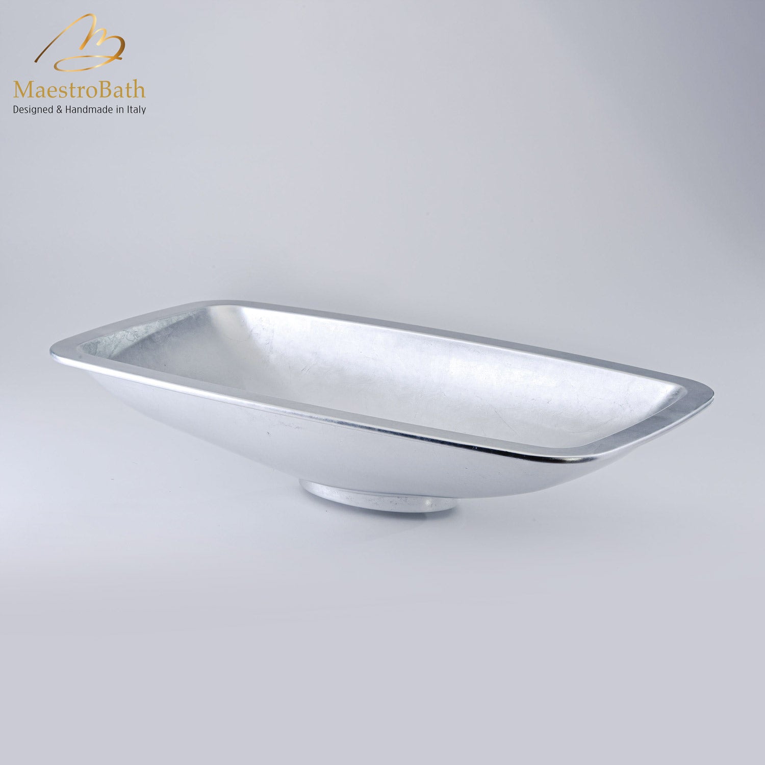 MaestroBath 25" Spiaggia ADA Rectangle Bathroom Sink, Silver Leaf, Pert/Acrylic, PER-SPG-SLL