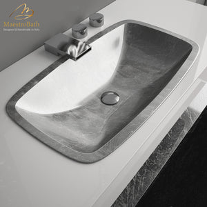 Alternate Image for MaestroBath 25" Spiaggia ADA Rectangle Bathroom Sink, Silver Leaf, Pert/Acrylic, PER-SPG-SLL