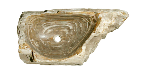 Allstone 30"x15.5"x8.5" Petrified Wood Stone Vessel Sink, Brown Honed, PEWD-#009