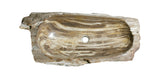 Allstone 32.5"x14.5"x6.5" Petrified Wood Stone Vessel Sink, Brown, Taupe, PEWD-#022