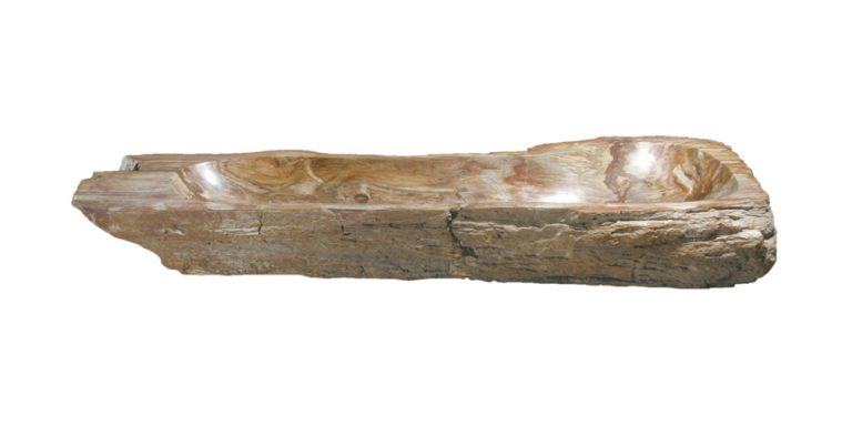 40" Petrified Wood Stone Vessel Sink, Brown, Red Orange, PEWD-#024