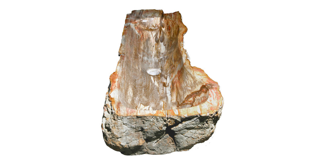 40" Petrified Wood Stone Vessel Sink, Brown, Red Orange, PEWD-#024