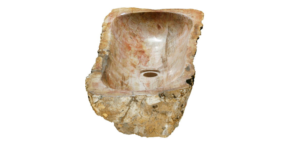 Allstone 29.5″ x 12.5″ x 5.5″ Petrified Wood Stone Vessel Sink, Red Orange, PEWD-#031