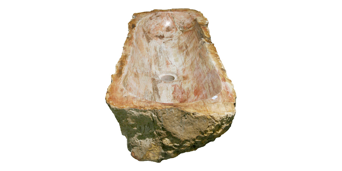 Allstone 29.5″ x 12.5″ x 5.5″ Petrified Wood Stone Vessel Sink, Red Orange, PEWD-#031