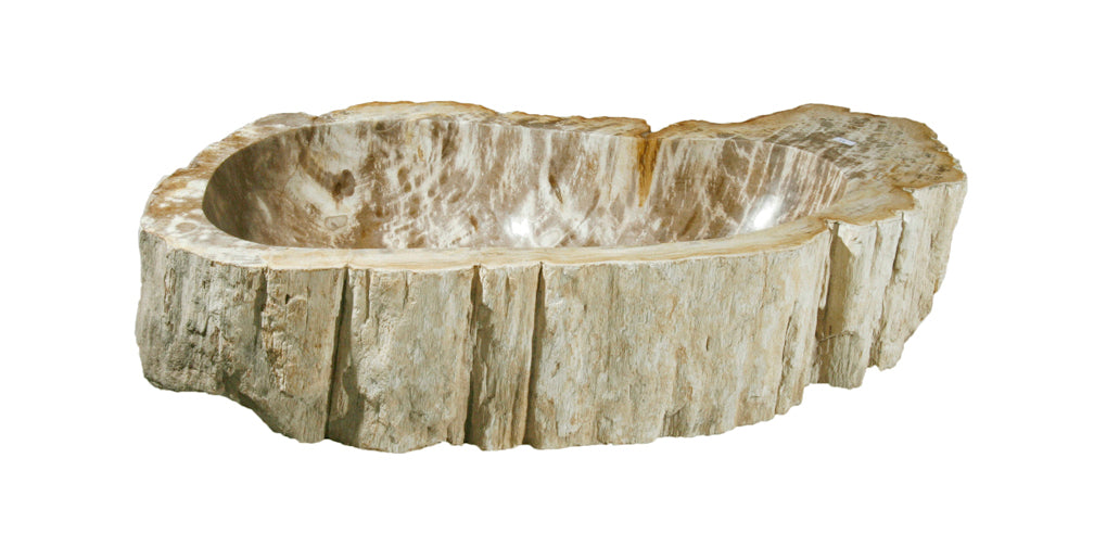Allstone W 26″ x D 14.5″ x H 5.5″ Petrified Wood Stone Vessel Sink, Beige, Brown, PEWD-#033