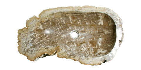 Allstone W 26″ x D 14.5″ x H 5.5″ Petrified Wood Stone Vessel Sink, Beige, Brown, PEWD-#033