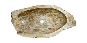 Alternate Image for Allstone 34"x18"x6" Petrified Wood Stone Vessel Sink, Beige, Brown, PEWD-#097