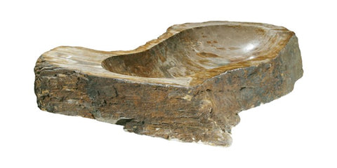 Allstone 23"x30"x6" Petrified Wood Stone Vessel Sink, Beige, Brown, PEWD-#136