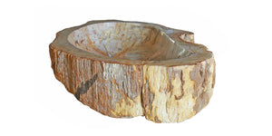 Alternate Image for 24" Petrified Wood Stone Vessel Sink, Honed, Beige, Brown, PEWD-#2114