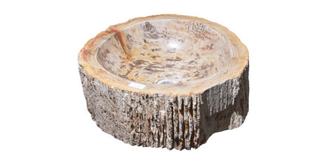 Allstone 20.5"x17.5"x5.75" Petrified Wood Stone Vessel Sink, Beige, Brown, Red Orange, PEWD-#224-B