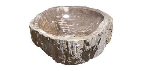 Allstone 23"x18.5"x5.5" Petrified Wood Stone Vessel Sink, Beige, Taupe, PEWD-#244
