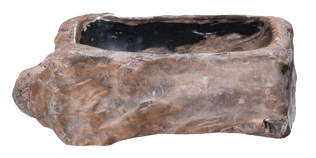 21" Petrified Wood Stone Vessel Sink, Black, Brown, PEWD-#3002