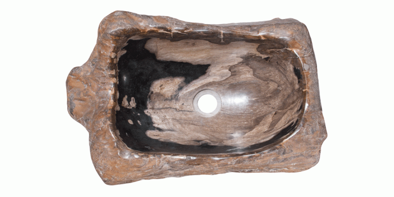 21" Petrified Wood Stone Vessel Sink, Black, Brown, PEWD-#3002