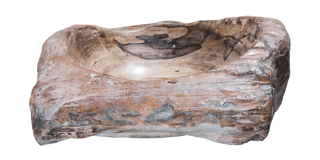 18" Petrified Wood Stone Vessel Sink, Beige, Brown, PEWD-#3023