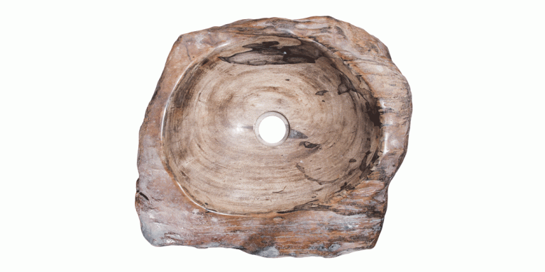 18" Petrified Wood Stone Vessel Sink, Beige, Brown, PEWD-#3023