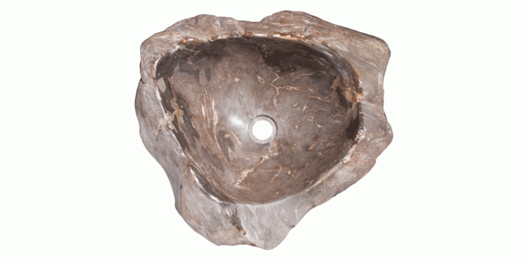 21.5" Petrified Wood Stone Vessel Sink, Beige, Brown, PEWD-#3066