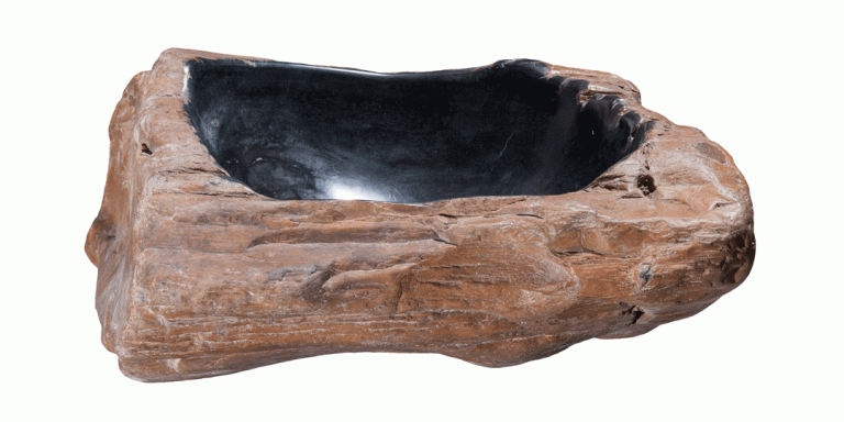 16" Petrified Wood Stone Vessel Sink, Black, Brown, PEWD-#3067