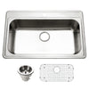 Houzer Premier 33 inch Stainless Steel Drop-in Topmount 1-hole Single Bowl Kitchen Sink with Strainer & Grid - 18 Gauge, PGS-3122-1-C