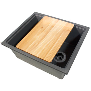 Nantucket Sinks Rockport 22" Dual Mount Granite Composite Workstation Kitchen Sink with Accessories, Titanium, PR2219PS-TI