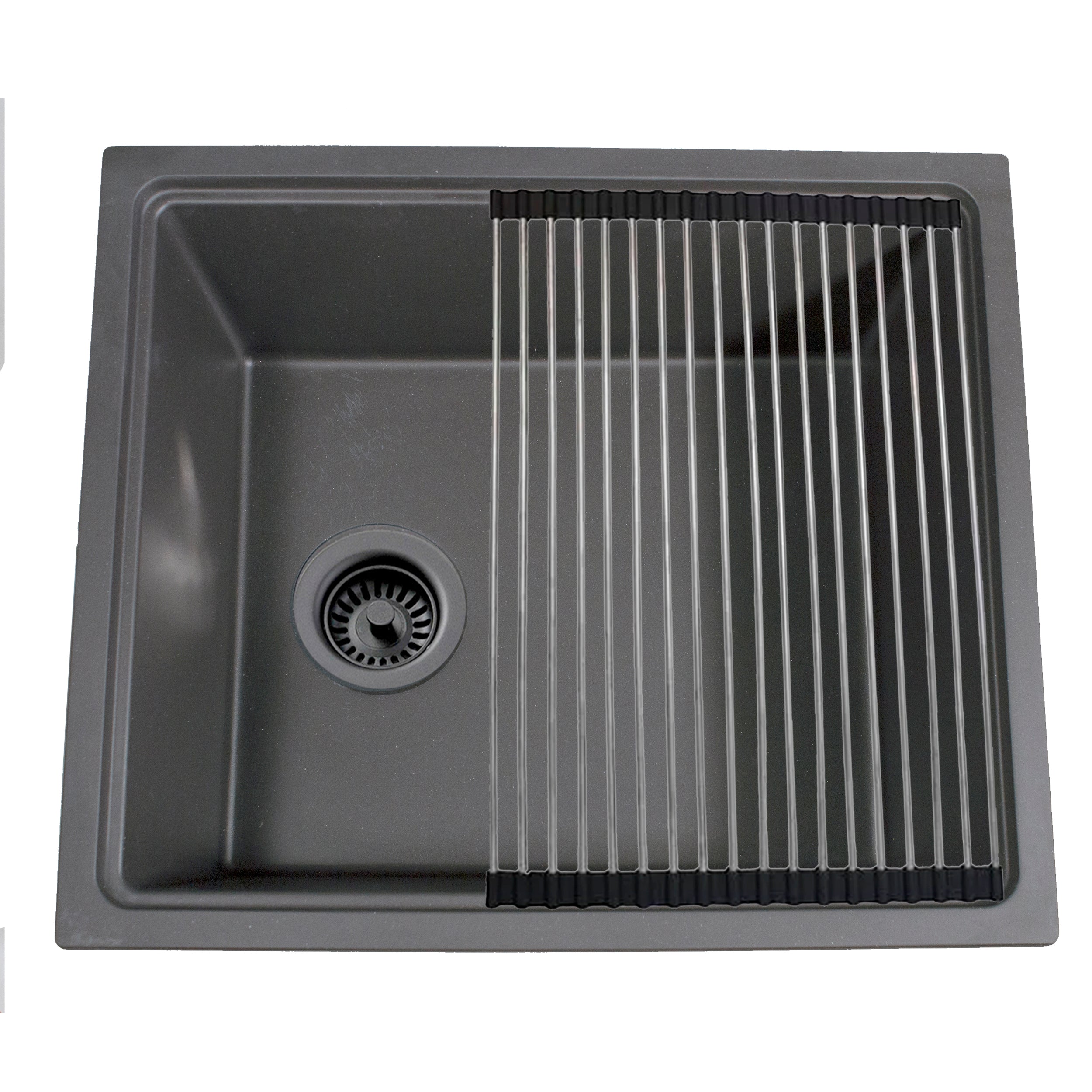 Nantucket Sinks Rockport 22" Dual Mount Granite Composite Workstation Kitchen Sink with Accessories, Titanium, PR2219PS-TI