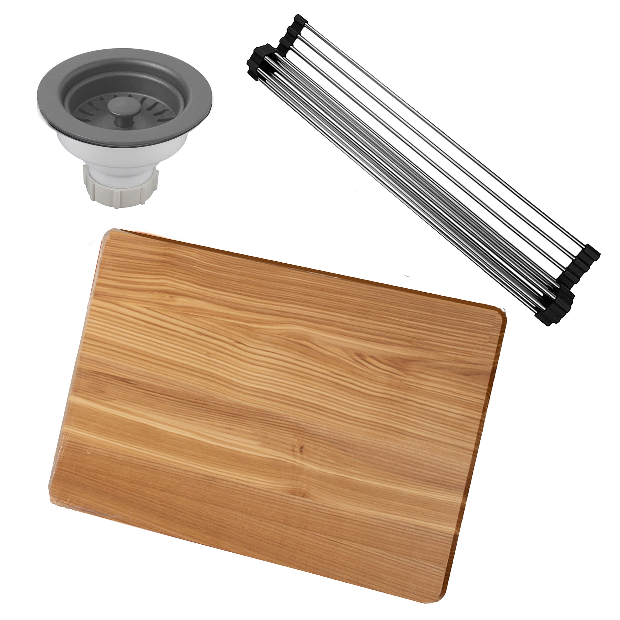 Nantucket Sinks Rockport 22" Dual Mount Granite Composite Workstation Kitchen Sink with Accessories, Titanium, PR2219PS-TI