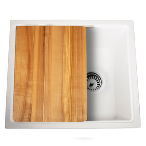 Nantucket Sinks Rockport 22" Dual Mount Granite Composite Workstation Kitchen Sink with Accessories, White, PR2219PS-W