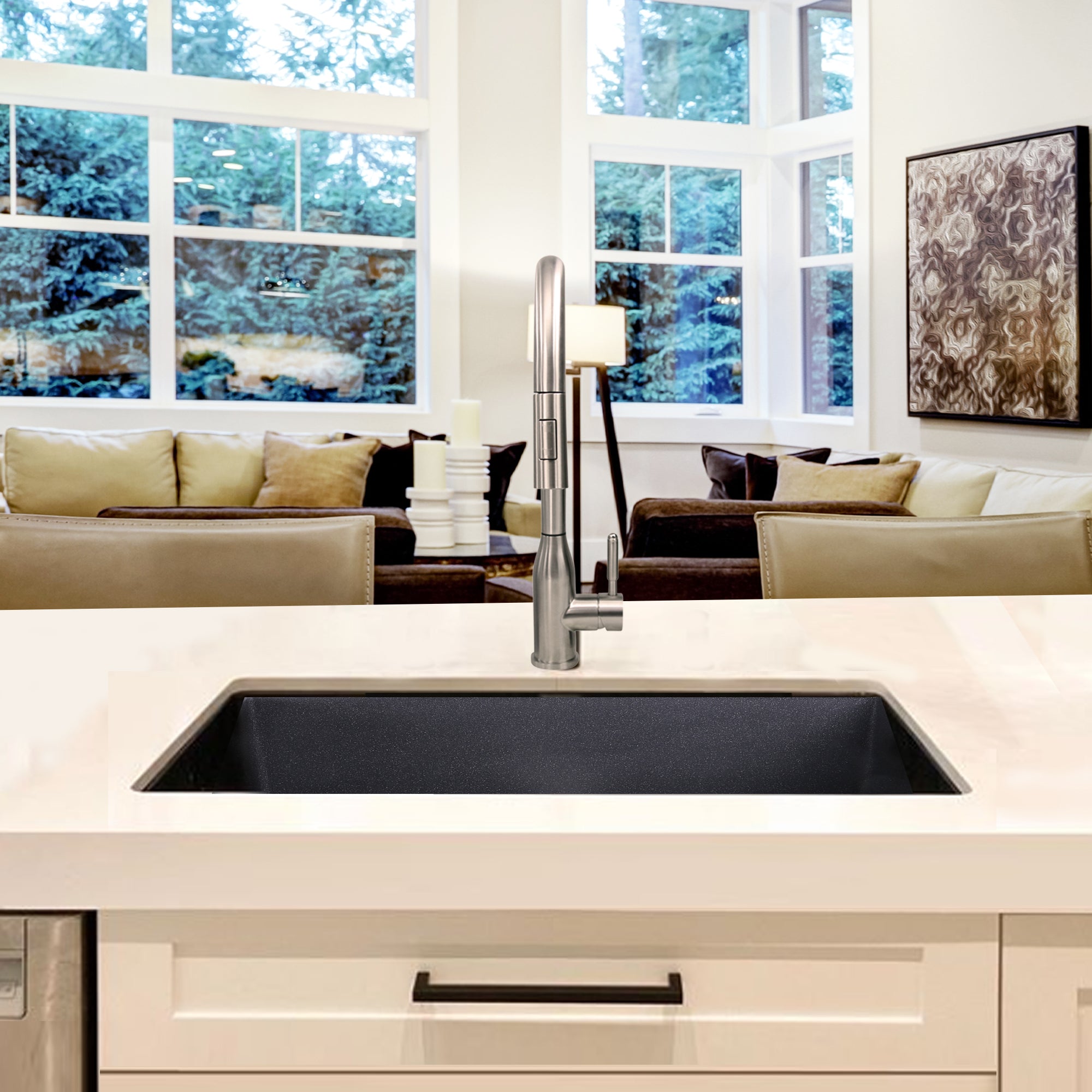 Nantucket Sinks Plymouth 24" Granite Composite Kitchen Sink, Black, PR2418-BL