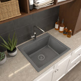 Nantucket Sinks Rockport 25" Dual Mount Granite Composite Laundry Sink, Titanium, PR2522-DM-TI