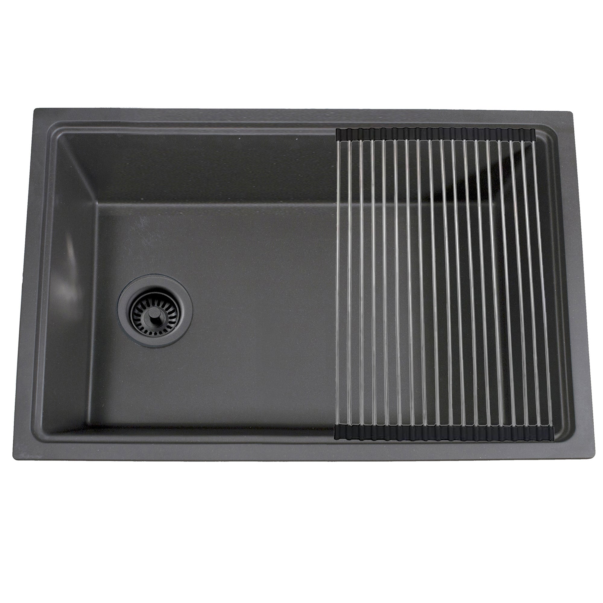 Nantucket Sinks Rockport 30" Dual Mount Granite Composite Workstation Kitchen Sink with Accessories, Titanium, PR3019PS-TI