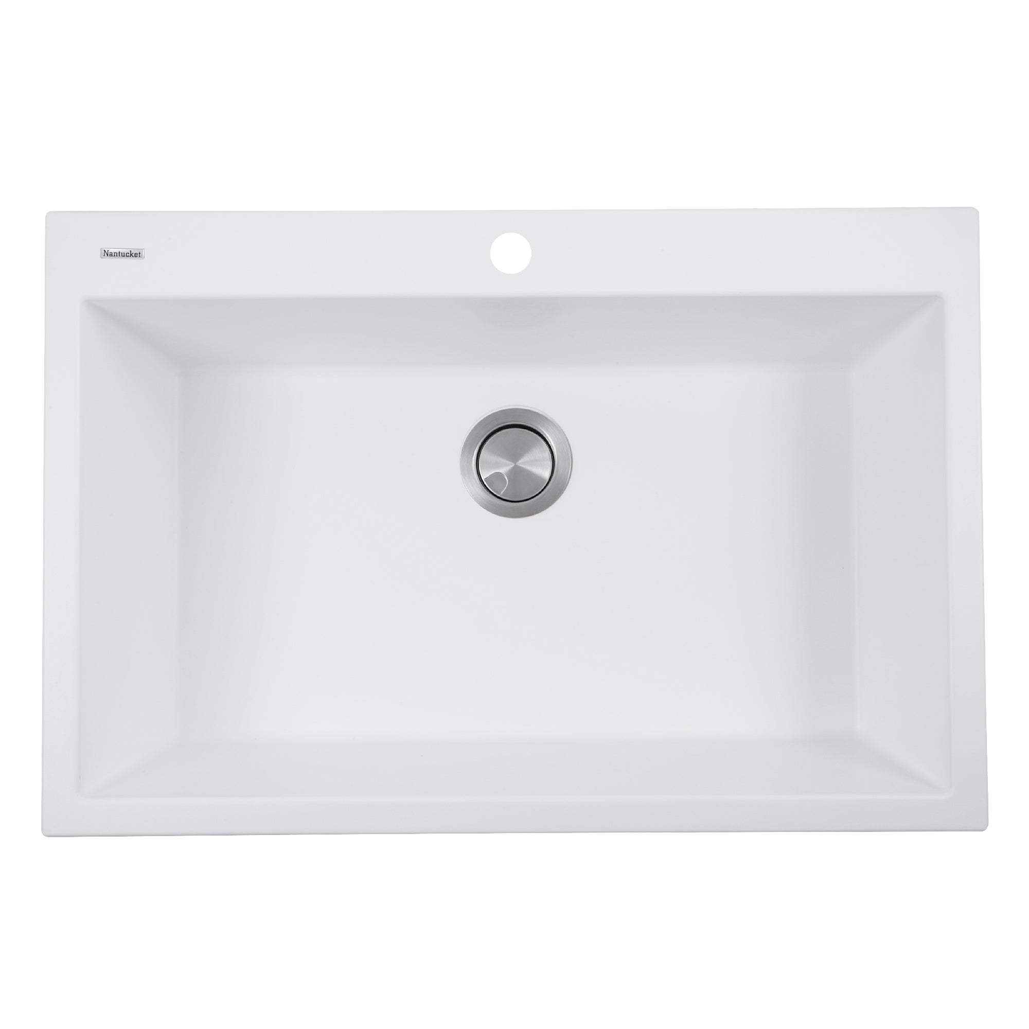 Nantucket Sinks Plymouth 33" Granite Composite Kitchen Sink, White, PR3322-DM-W