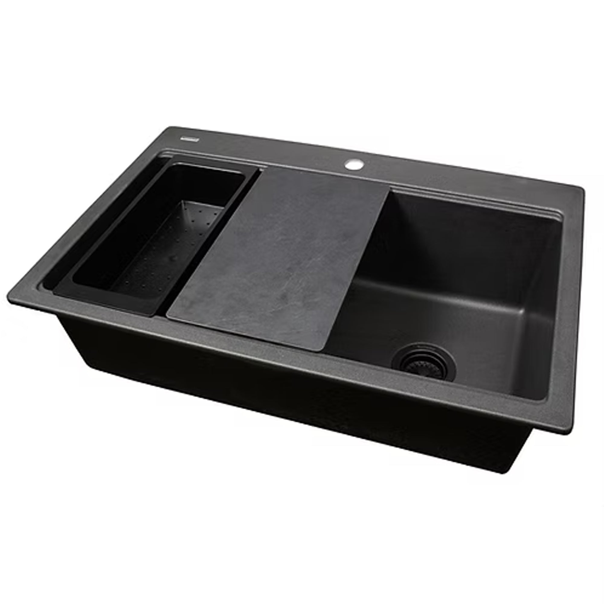Nantucket Sinks Plymouth 33" Dual Mount Granite Composite Workstation Kitchen Sink, Black, PR3322PS-BL