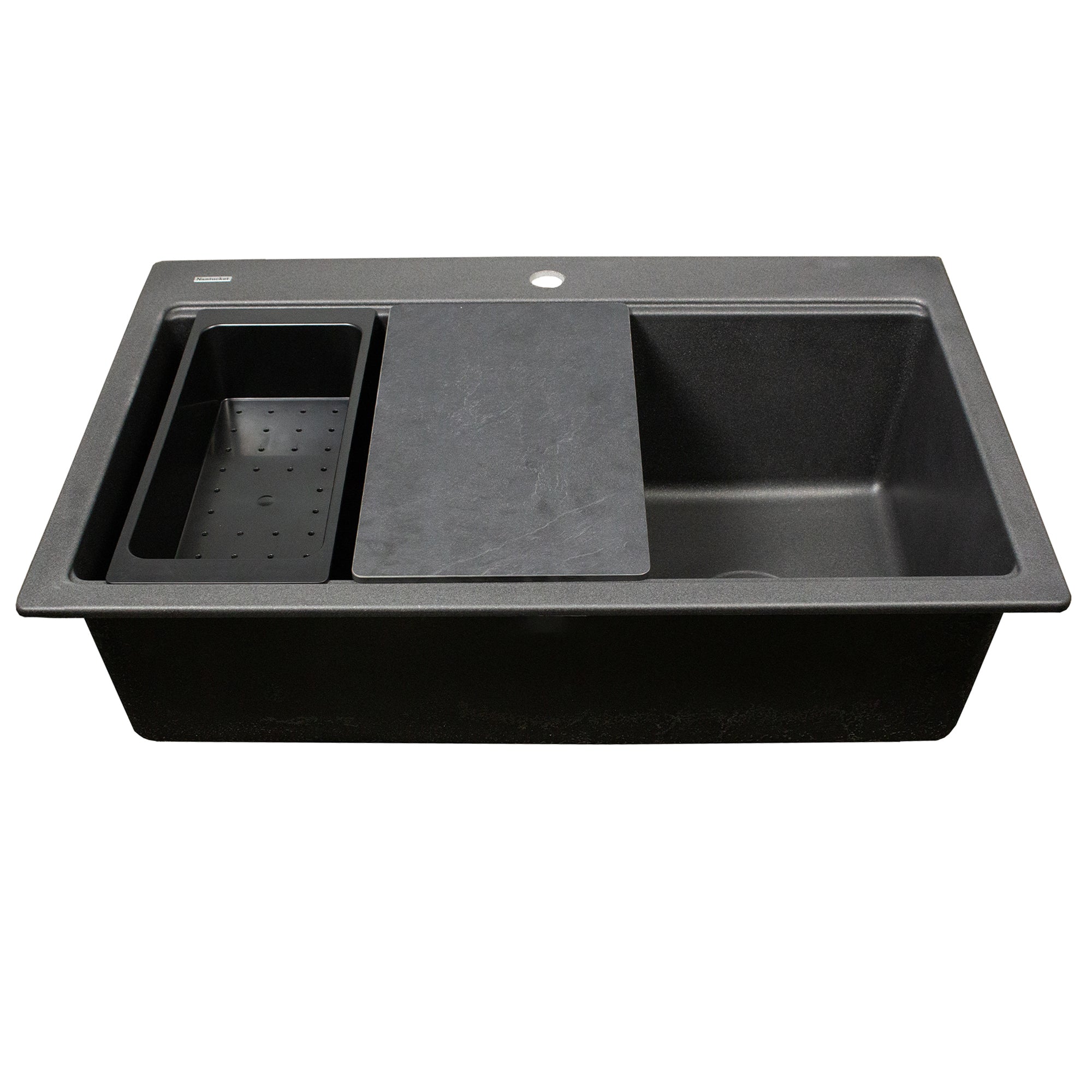 Nantucket sinks plymouth 33 dual mount granite composite workstation kitchen sink black alternate product image