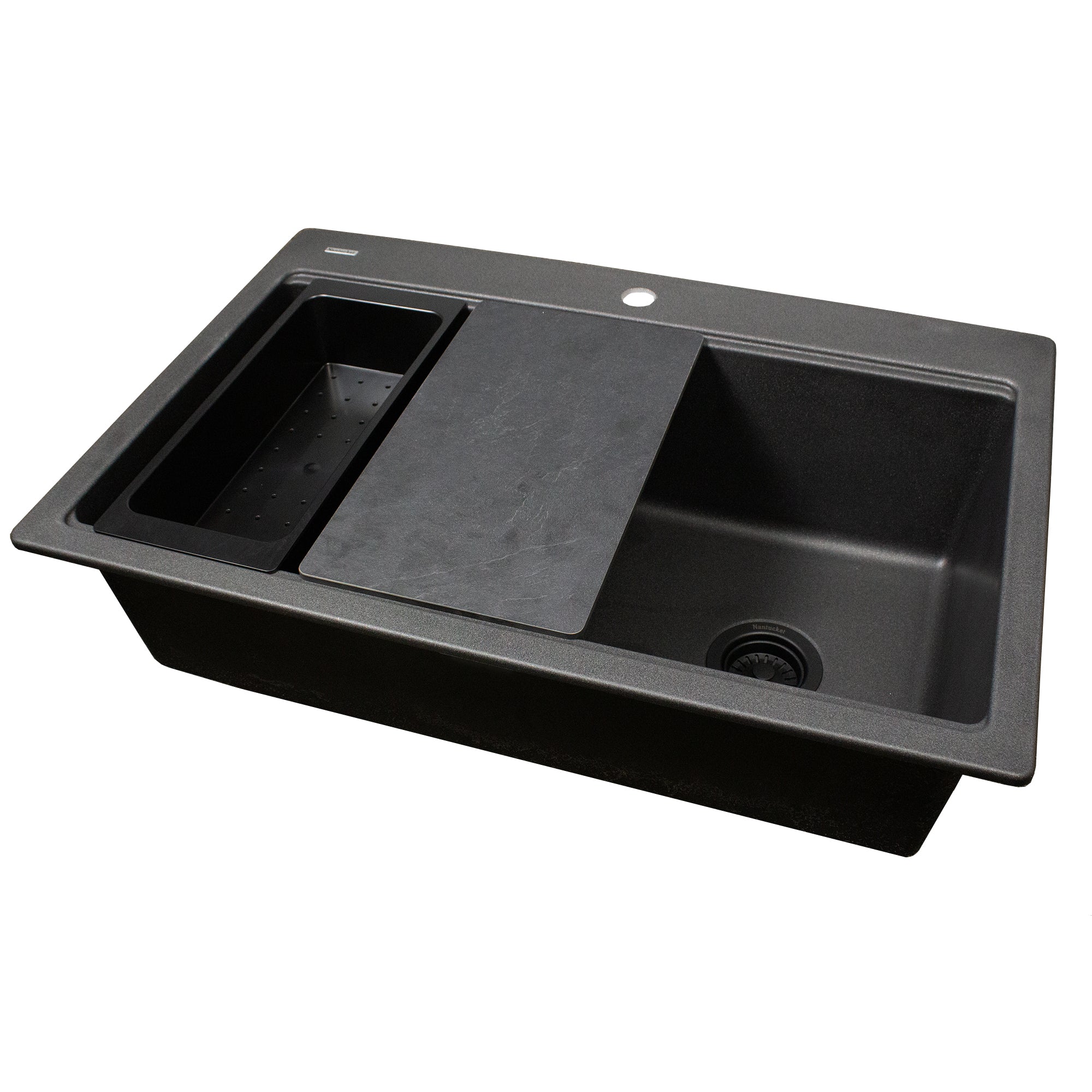Nantucket sinks plymouth 33 dual mount granite composite workstation kitchen sink black alternate product image