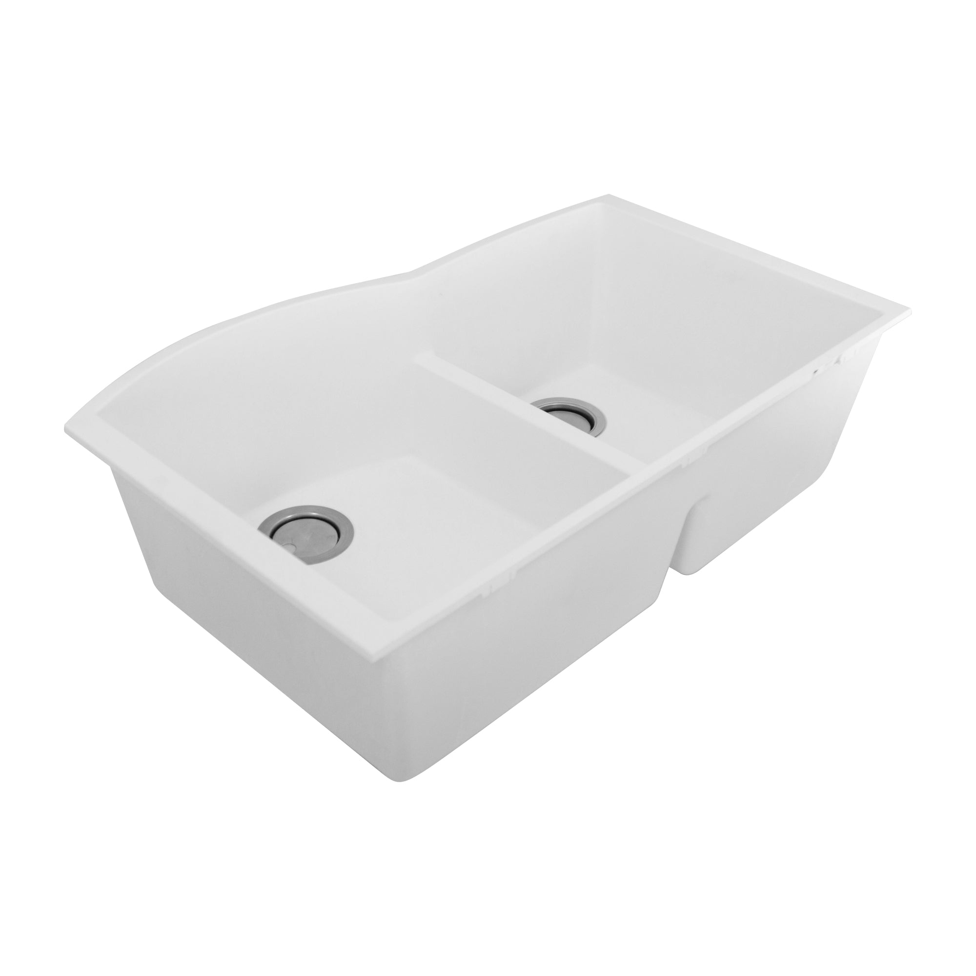 Nantucket Sinks Plymouth 33" Granite Composite Kitchen Sink, 60/40 Double Bowl, White, PR6040-W-UM