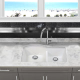 Nantucket Sinks Plymouth 33" Granite Composite Kitchen Sink, 60/40 Double Bowl, White, PR6040-W-UM