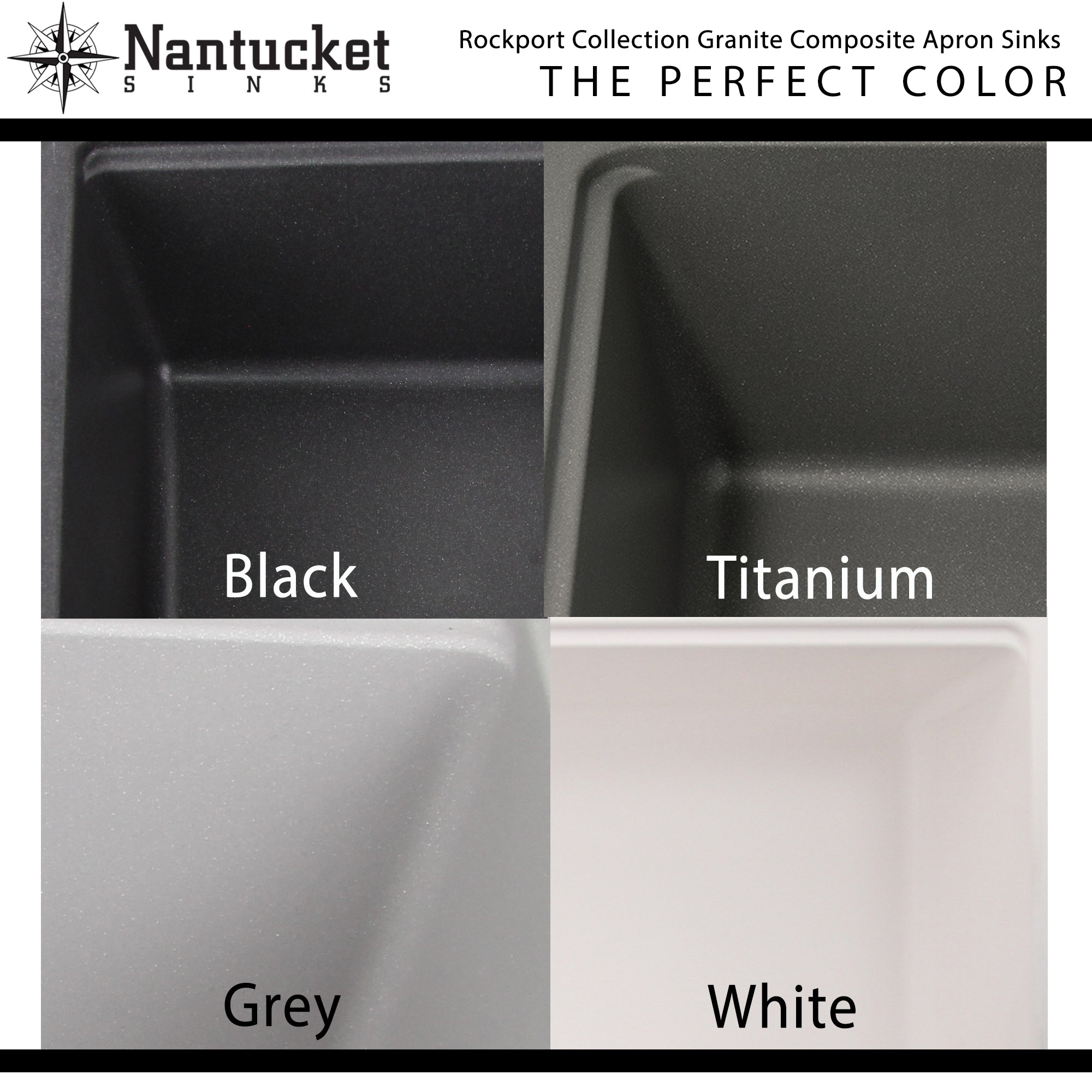 Nantucket Sinks Rockport 33" Granite Composite Workstation Farmhouse Sink with Accessories, Light Grey, PR3320-APS-G
