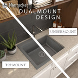 Nantucket Sinks Plymouth 27" Dual Mount Granite Composite Kitchen Sink with Accessories, Black, PR2720-DM-BL