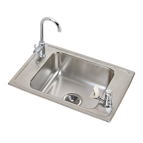 Elkay Celebrity 25" Drop In/Topmount Stainless Steel Classroom Sink Kit with Faucet, Brushed Satin, 2 Faucet Holes, PSDKR2517C