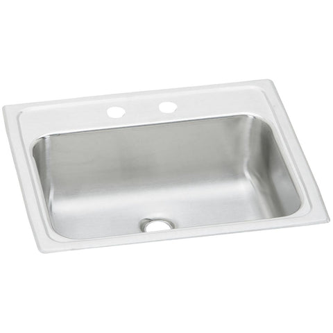 Elkay Celebrity 19" Rectangular Drop In/Topmount Stainless Steel ADA Bathroom Sink, Brushed Satin, 2 Faucet Holes, PSLVR1917LO2